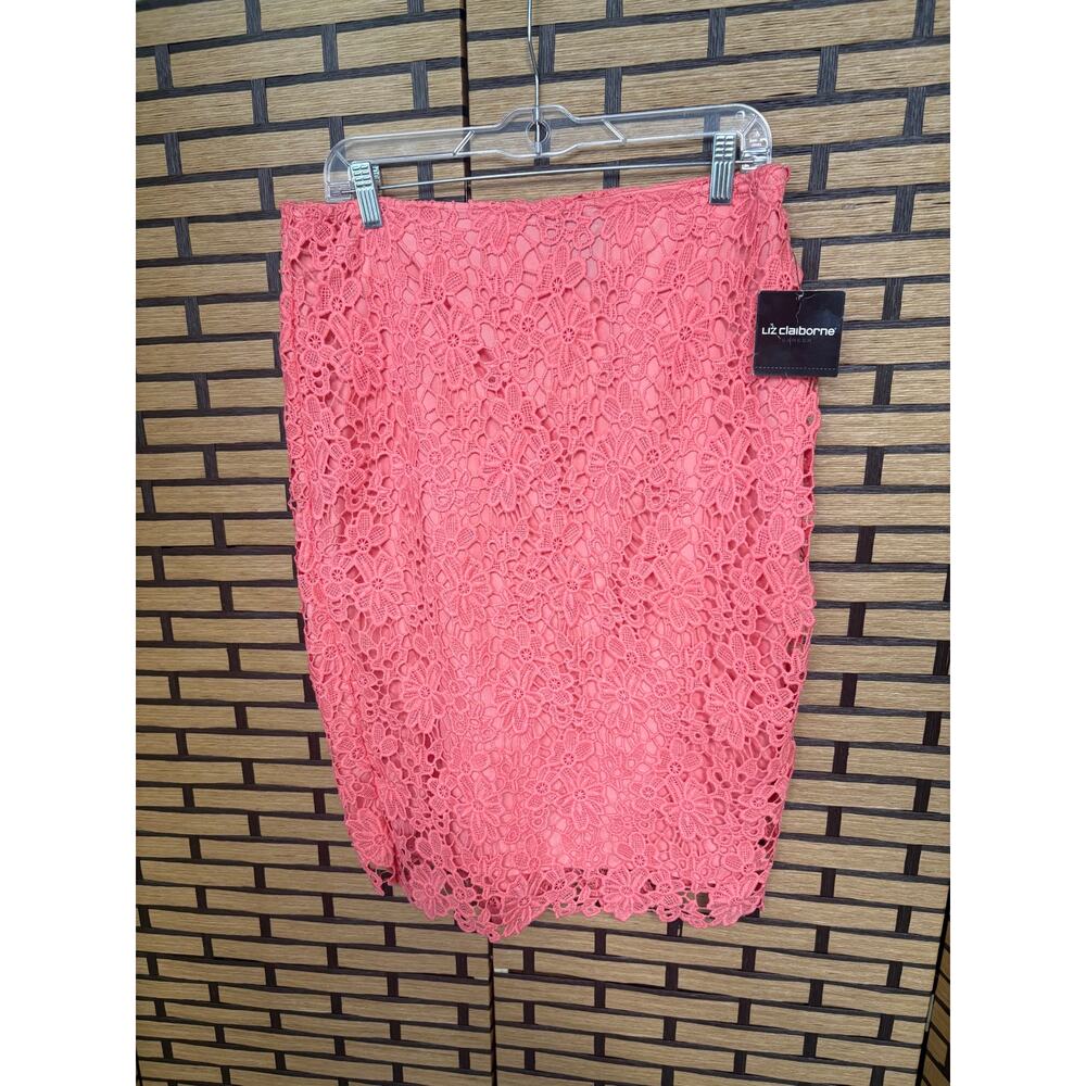 Liz Claiborne Coral Lace Knee Length‎ Skirt 10